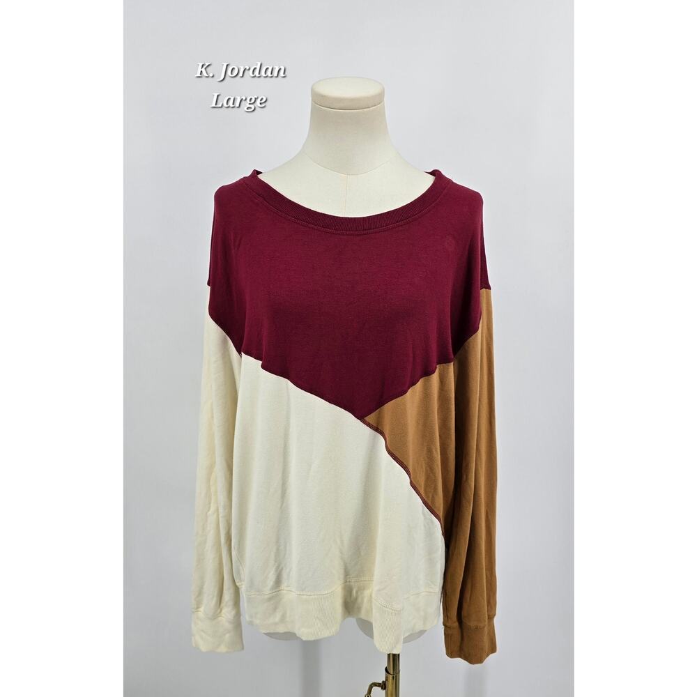 K. Jordan Cozy Chic Relaxed Layering Colorblock Pullover Sweater – Size Large